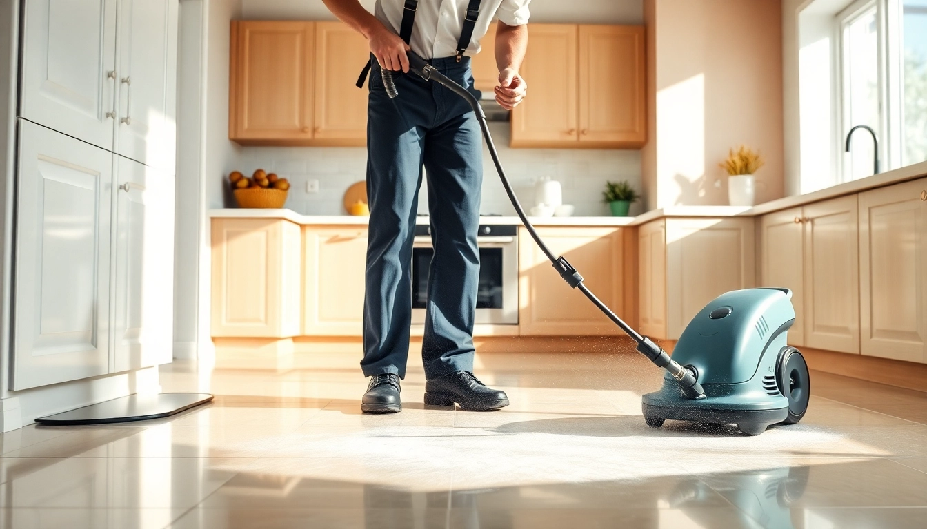 Tile cleaning Roseville CA technician expertly revitalizing kitchen floors with eco-friendly methods.